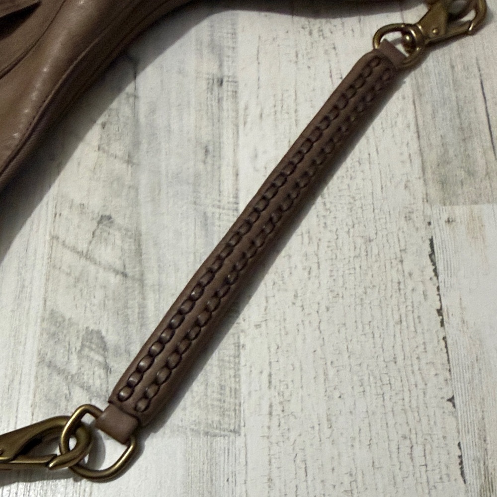 Frye Jennie Taupe Hobo Leather  Bag with Braided Strap - Picture 15 of 16
